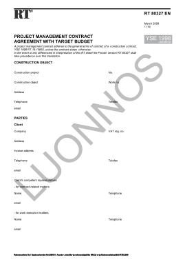 Project Management Contract Target Budget Template
