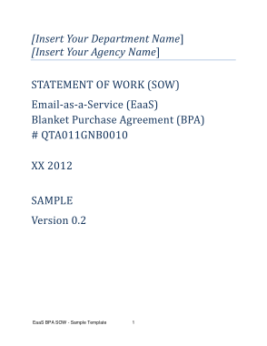Project Management Statement Of Work Sample Template