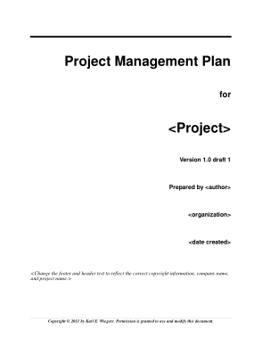 Standard Project Management Plan Template