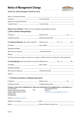 Notice Of Management Change Sample Template