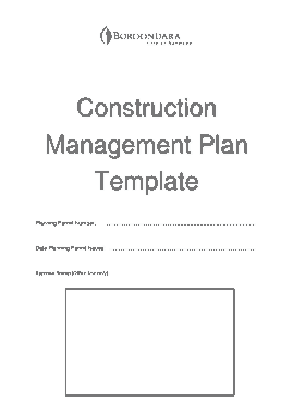 Construction Management and Operational Plan Example Template