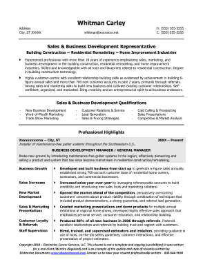 Professional Resume Construction Business Manager Template