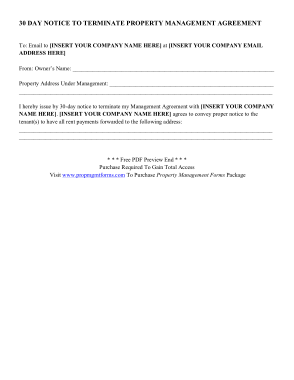 30 Day Notice To Terminate Property Management Agreement Template