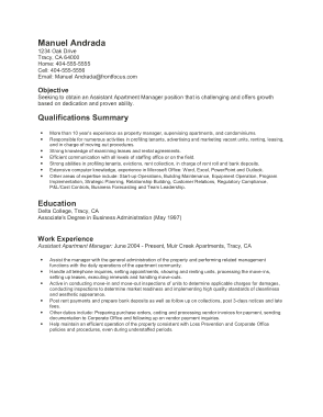Assistant Property Manager Template