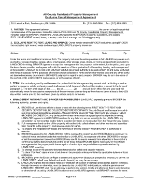 Property Rental Management Agreement Template