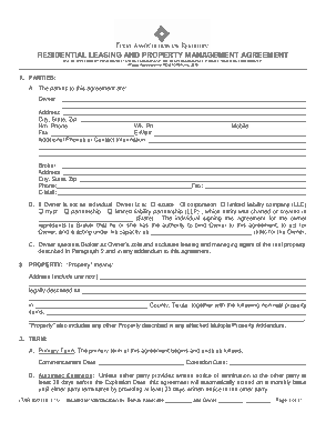 Residential Leasing And Property Management Agreement Template