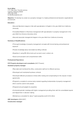 Assistant Property Manager Resume Template