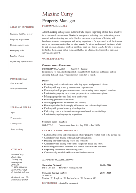 Property Management Experience Resume Template