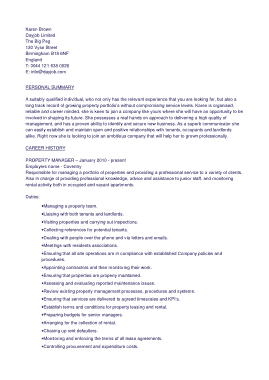Property Management Skills Resume Example Template