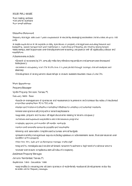 Property Manager Objective For Resume Template