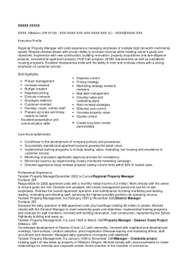 Regional Property Manager Resume Template