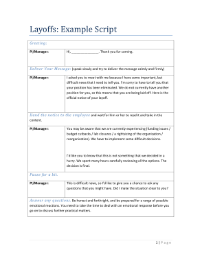 Example of Layoff Notice Template