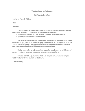 Free Letter for Layoff in Word Template