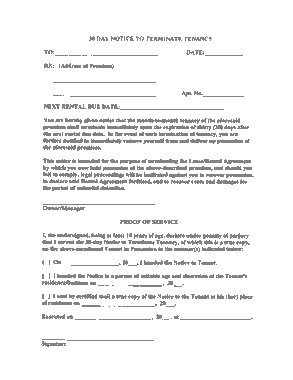 30 Day Termination Notice Template