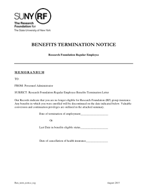 Free Download PDF Books, Benefits Termination Notice Sample Template