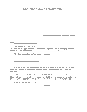 Lease Termination Letter Notice Template