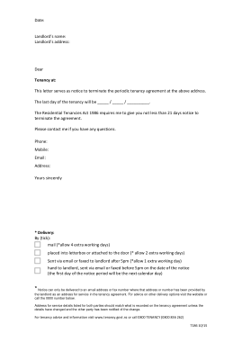 Notice of Lease Termination Letter From Landlord to Tenant Template