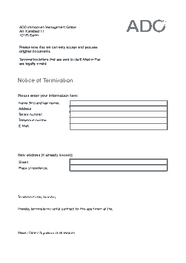 Notice Termination Letter Form Template