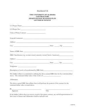 Business Plans Letter of Intent Template