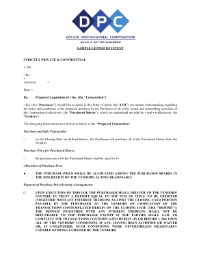 Business Sale Letter of Intent Template