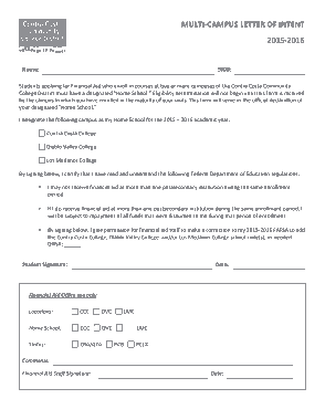 College Student Letter of Intent Template