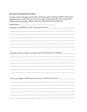 District Scholarship Letter of Intent Template