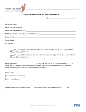 School Letter of Intent Sample Template