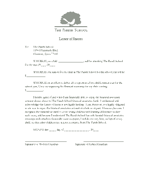 School Letter of Intent to Parent Template