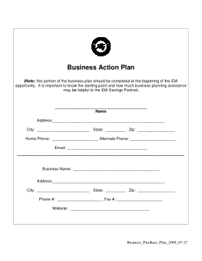 Business Action Plan Sample Pdf Template