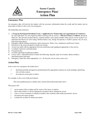 Emergency Action Plan Example Template