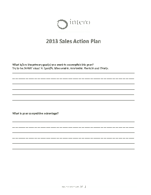 Sample Sales Action Plan Template
