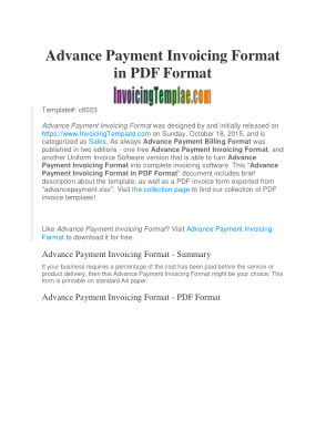 Free Download PDF Books, Advance Payment Invoice Format Template