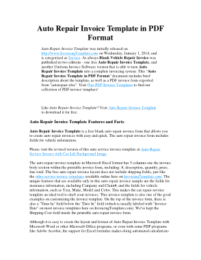 Free Download PDF Books, Auto Repair Invoice Sample Template