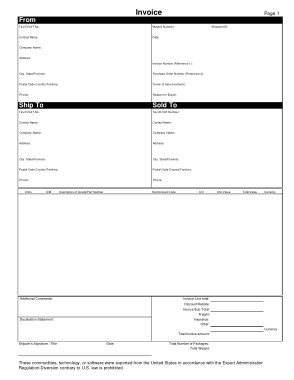Basic Blank Invoice Example Template