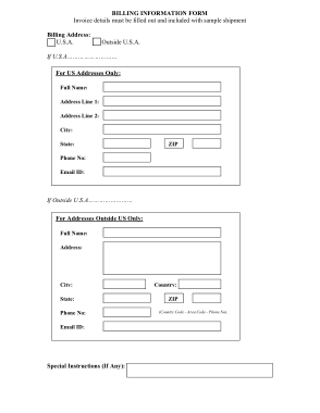Printable Billing Invoice Form Template