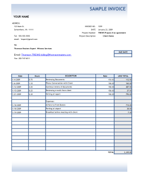 Sample Billing Invoice Template