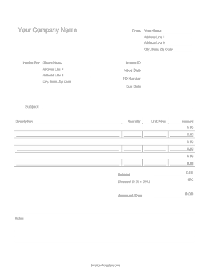Free Download PDF Books, Generic Blank Invoice Template