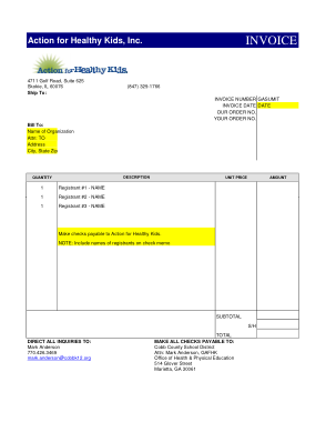 Sample Printable Blank Invoice Template