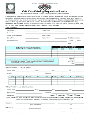 Catering Business Request Invoice Template