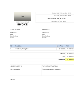 Sample Business Invoice Template
