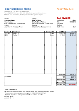 Tax Invoice Business Sample Template