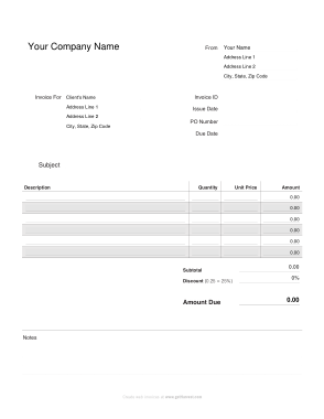 Cash Payment Invoice Template