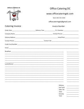 Free Download PDF Books, Blank Catering Invoice Template