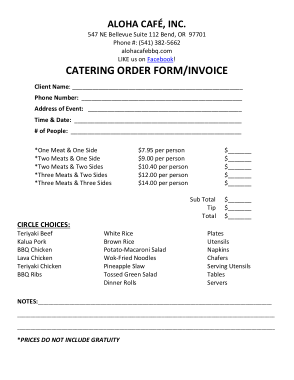 Free Download PDF Books, Catering Invoice Form Example Template