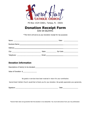 Donation Receipt Form Free Sample Template