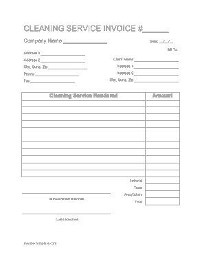 Free Download PDF Books, Cleaning Service Bill Template