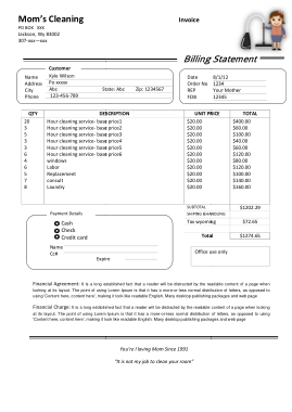 Detailed Cleaning Service Invoice Template