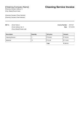 Printable Cleaning Service Invoice Template