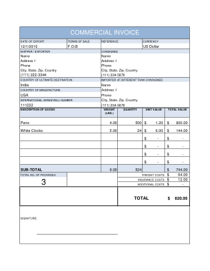 Free Download PDF Books, Commercial Invoice Excel Template