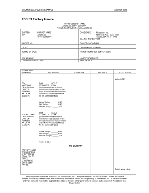 Commercial Invoice Sample for Factory Template